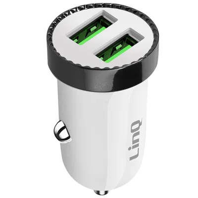 Immagine prodotto di Caricabatterie doppio USB da 12 W per accendisigari, LinQ bianco