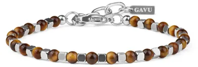 Productafbeelding van GAVU edelsteenarmband met 4 mm gele tijgeroogstenen, herenarmband van hoge kwaliteit