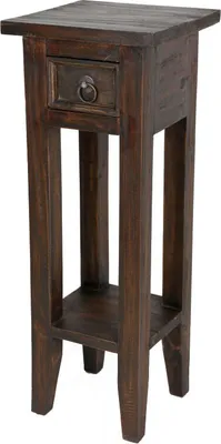 Produktbild von Mahagoni Beistelltisch mit Schublade 67 x 25 cm - braun - Vintage Holz Telefontisch - Beistelltisch Blumentisch Blumenhocker Telefon Deko Blumen Tisch