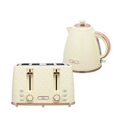 Produktbild von Wasserkocher Toaster Set mit 7 Bräunungsstufen 1,7L Wasserkocher und 4 Toastscheiben Frühstücksset Beige