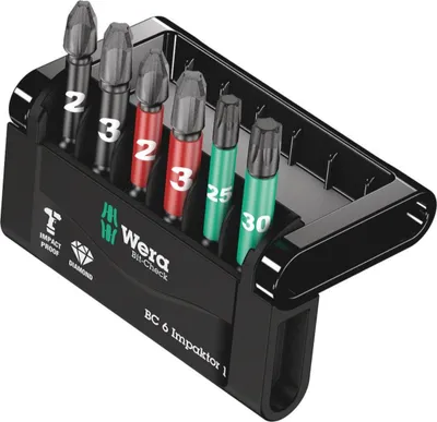 Obrázek produktu pro Wera Bit-Check 6 Impaktor 1, Sada zdířek, Metrický, 6 hlava/hlavy, PH2, PH3, PZ2, PZ3, 50 mm, 68 g