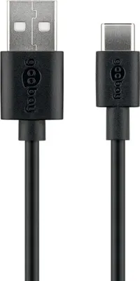 Produktbild von Goobay 45677 USB-C™ Lade- und Synchronisationskabel, 1 m, Schwarz - verbindet Geräte mit USB-C™- und USB-A Anschlüssen miteinander