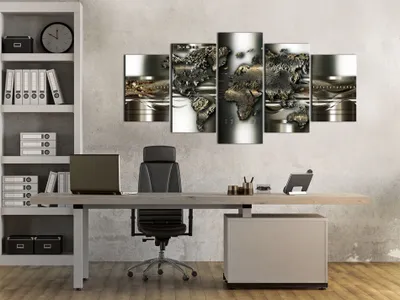 Produktbild von Akustikbild Weltkarte Abstrakt 200x100 cm Bilder Akustikschaum Hochleistungsschallabsorber Schallschutz Leinwand 5 tlg Wandbild Raumakustik Schalldämmung Landkarte Kontinente k-A-0039-b-o