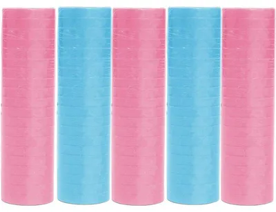 Produktbild von 5 Rollen Luftschlangen rosa hellblau | schwer entflammbar