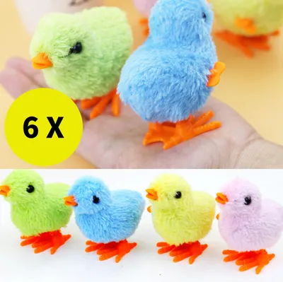 Image de Décoration de Pâques poussin, jouet poulet à remonter, 6 jouets poulet, cadeau pour petits garçons et petites filles, jouet poussin Pâques (couleur aléatoire)