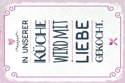 Produktbild von vianmo Blechschild 30x20 cm In unserer Küche wird mit Liebe gekocht