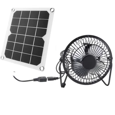 Produktbild von Přenosný 5 W duální USB solární ventilátor Solární panel Monokrystalický křemíkový solární panel Multifunkční nabíječka solární energie