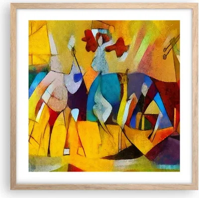 Produktbild von Gerahmtes Poster - Rahmen in heller Eiche - Abstraktion modern - 50x50 cm - Wand Bild - Wanddeko - Wandbilder - Wandposter - Bilderrahmen - Bilder - Kunstdruck - Wandbild - P2NAC50x50-3455