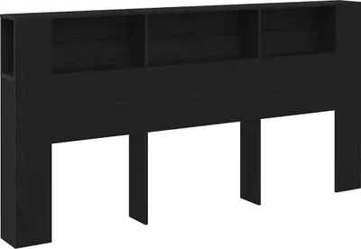 Image de vidaXL Tête de lit Armoire noire aspect chêne 200 x 18,5 x 102,5 cm