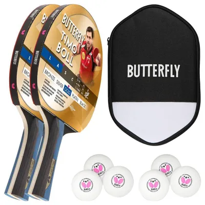 Produktbild von Butterfly 2x Timo Boll Gold 85021 Tischtennisschläger + Tischtennishülle + 6x 40+ 3*** Bälle