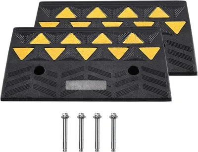 Productafbeelding van Rubberen opstapstukken, set van 2, 12,7 cm hoog, robuust, draagvermogen 15.000 kg, geschikt voor rolstoelen, fietsen, auto's