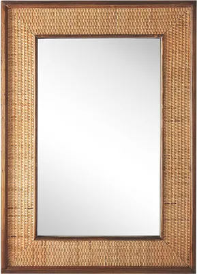 Produktbild von BELIANI Rustikaler Wandspiegel rechteckig mit breitem Rahmen aus Tannenholz Bambusholz hellbraun 54 x 74 cm