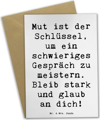 Produktbild von Mr. & Mrs. Panda Grußkarte Spruch Ein schwieriges Gespräch führen - Weiß - Geschenk, einladungskarten, meistern, hochzeitskarten, herausfordernde Gespräche, Motivation