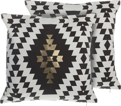 Produktbild von BELIANI Dekokissen Schwarz Baumwolle 45 x 45 cm 2er Set Rautenmuster Wohnzimmer Salon Schlafzimmer