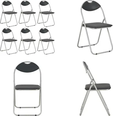 Productafbeelding van vidaXL Opklapbare eetkamerstoelen, 6 stuks, zwart, kunstleer - Stoel - Stoelen - Opklapbare stoel - Opklapbare stoelen