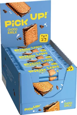 Produktbild von Pick Up Choco und Milch knackig cremige Milchcremefüllung 24 x 28g
