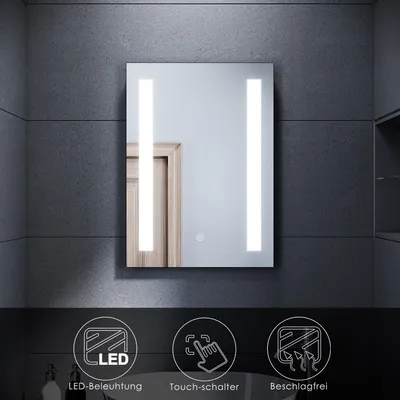 Produktbild von SONNI LED Badspiegel Beschlagfrei Badezimmer Lichtspiegel 50 x 70 cm Bad Spiegel mit Beleuchtung Touchschalter LED Wandspiegel