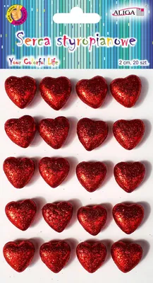 Produktbild von Styropor Herzen Glitzer Rot Valentinstag DIY Deko 2cm 20St.