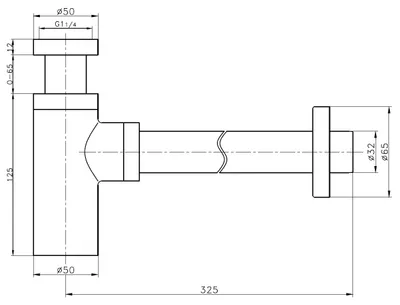 Produktbild von Designsiphon 1 1/4" rund, matt-schwarz Massiv aus Messing TRINNITY