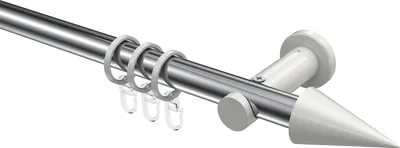 Produktbild von Interdeco Gardinenstange / Vorhangstange Chrom / Weiß, Typ Platon Savio (Kegel), 20 mm Ø 1-läufig, 520 cm