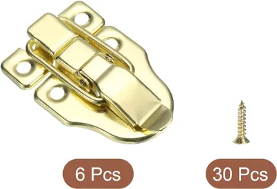 Produktbild von 6 Stück Antike Vintage Kistenverschlüsse, 60 x 40 mm Retro Schnappverschlüsse mit Schrauben