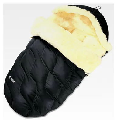 Produktbild von Lammfell Fußsack für Kinderwagen, , 50x98 cm, wind- und wasserdicht, Allroundmodell, mit verstellbaren Gurtschlitzen, waschbar bis 30°C, schwarz