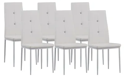 Produktbild von Albatros Esszimmerstühle DIAMOND 6er Set, Weiss - Edler Diamant-Look, Polsterstuhl Kunstleder-Bezug, Modernes Stilvolles Design am Esstisch Küchenstuhl, Stuhl Esszimmer hoher Belastbarkeit
