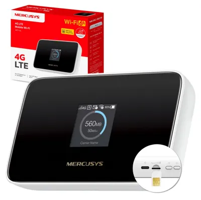 Produktbild von Mercusys MT115, Router für Mobilfunknetz, Schwarz, Weiß, Tragbar, TFT, 3,66 cm (1.44"), 802.11b, 802.11g, Wi-Fi 4 (802.11n), Wi-Fi 5 (802.11ac), Wi-Fi 6 (802.11ax)