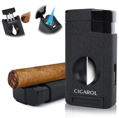 Obrázok produktu pre Zapaľovač Sturm 3 v 1 s nožom na cigary, 3 plamene, plniteľný, čierny, darčeková krabička