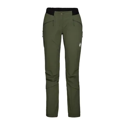 Damen Softshellhose in Olivgrün; Aenergy SO Hybrid Pants von Mammut; mit zwei seitlichen Reißverschlusstaschen.