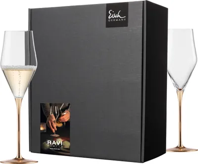 Produktbild von EISCH 2 Champagnergläser 518/7 im Geschenkk. Festivity RAVI GOLD 75751870