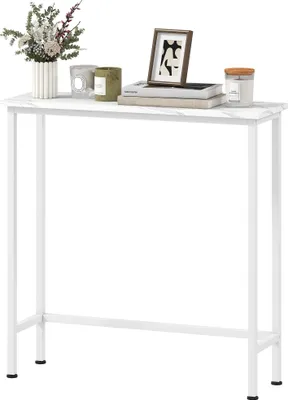 Produktbild von Konsolentisch Flurtisch mit verstellbar Fußpads, Kippschutz 75 x 24 x 76 cm für Kleinen Raum Weiß