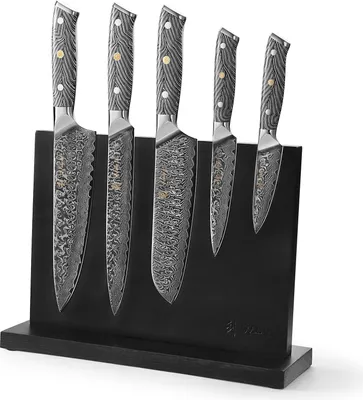 Produktbild von Wakoli NoirBlanc I 6-teiliges Messer-Set I 5 Küchenmesser & magnetischer Messerblock