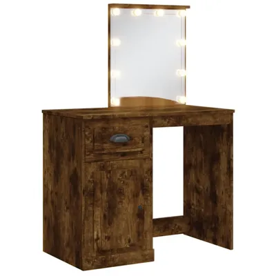 Produktbild von Schminktisch mit LED-Leuchten Räuchereiche 90x42x132,5 cm