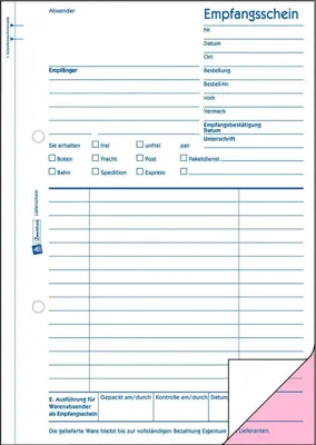 Produktbild von Formularbuch Lieferschein A5 VE=10x2x50 Blatt