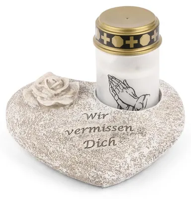 Produktbild von Novaliv Grabschmuck I Grabengel Grabdeko Grabherz grabdekoration Engel für Friedhof grablaterne Engel (Herz Rose, Grablicht weiß)