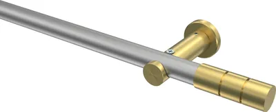 Produktbild von Interdeco Gardinenstange / Vorhangstange Silbergrau / Messing-Optik, Typ Platon Elanto (Rillenzylinder) ohne Ringe, 20 mm Ø 1-läufig, 420 cm