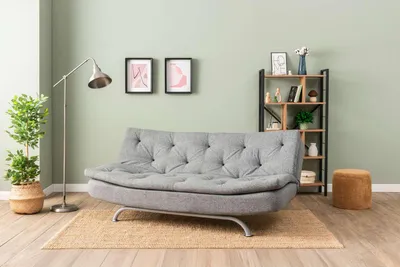 Produktbild von Hanah Home, Rivo - Light Grey, 3-Sitzer-Schlafsofa, Hellgrau, 100% POLYESTER, 63 x 185 x 82 cm