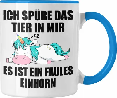 Produktbild von Trendation - Lustige Einhorn Sprüche Tasse Mitarbeiter Geschenk Arbeitskollege Kollegin Abschiedsgeschenk (Blau)