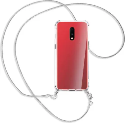 Produktbild von Handykette Backcover-Schutzhülle mit Band (Metall silberfarben) für OnePlus 7 - silberfarbene Kette Snake