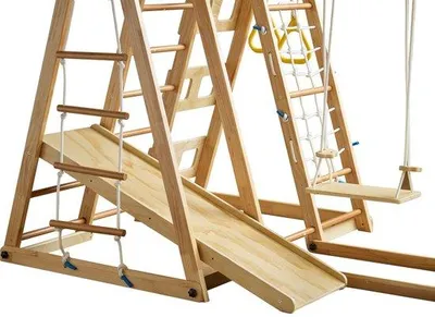 Image de Structure de jeux 7 en 1 en bois, pliable, balançoire incluse