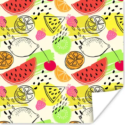 Produktbild von MuchoWow® Poster Wassermelone - Obst - Muster 100x100 cm - Babyzimmer