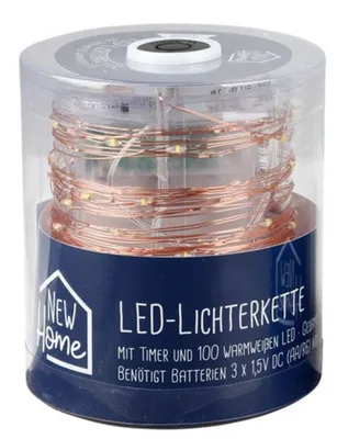 Image de Guirlande lumineuse d'intérieur avec minuterie 100 LED blanc chaud Guirlande lumineuse filaire Lumière décorative 9,9m, couleur:cuivre