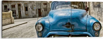 Produktbild von Bild auf Leinwand - Leinwandbild - Auto Retro Kuba Havanna - 150x50cm - Wand Bild - Wanddeko - Leinwanddruck - Bilder - Kunstdruck - Wanddekoration - Leinwand bilder - Wandkunst - CA150x50-2461