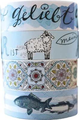 Produktbild von Washi Tapes Design Blau, 4 Rollen