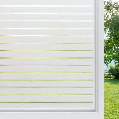 Produktbild von Fensterfolie Streifen Sichtschutzfolie Fenster Selbstklebend Milchglasfolie Sichtschutz gestreifte Folie fš¹r Bš¹ro Anti-UV 45 x 200 cm