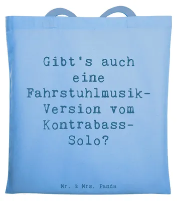 Produktbild von Mr. & Mrs. Panda Beutel Spruch Kontrabass Solo - Sky Blue - Geschenk, Musik, handgefertigt, Shopping Tasche, Musiker, Lernen, Jutebeutel, Büchertasche, Streichinstrument