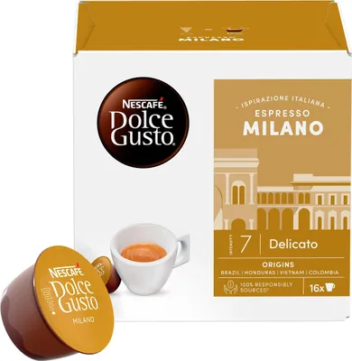 Obrázek produktu pro Nescafé Dolce Gusto Espresso Milano, Kávová kapsle, Espresso, Dolce Gusto, Nescafé, 16 kusů, Krabice