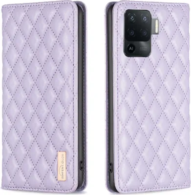 Produktbild von OPPO A94 4G Hülle, Elegant Bookstyle Flip Leder Kartenfächer Schutzhülle mit Ständer für OPPO A94 4G Reno5F F19 Pro Lila