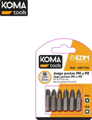 Image de Jeu 6 Bits Ph/pz Koma Tools Embouts De Vissage Polyvalents - Koma Tools